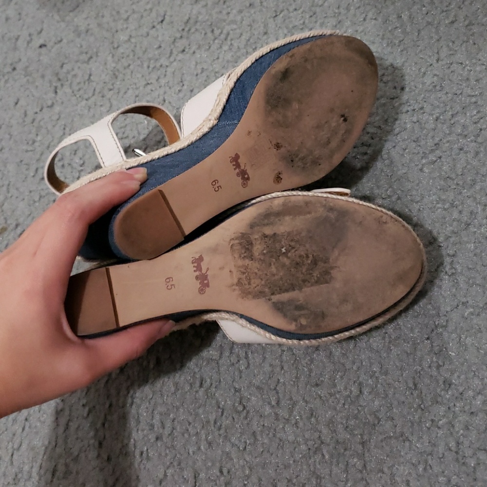 Coach wedges shoes high heel nude jean size 36.5 - Picture 4 of 6